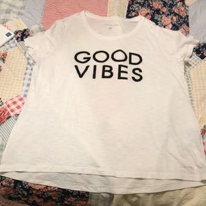 tommy h white good vibes women’s tee shirt